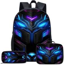 3-Piece 16.5 Inch Student Backpack Set, Includes Tote Bag And Pencil Case, Suitable For Back To School Season - Machine Neon II - View 7