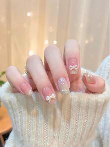 Approx. 50pcs Random Mixed Aurora Holographic Mini Nail Art Charms, Bow, Flower, Heart, Butterfly Multi-Shape Resin Stickers, Macaron Soft Base Color With Fine Glitter And Transparent Texture, Suitable For Nude Gradient Nails, Large Capacity Gentle Mixed 3D Decorative Material For Handmade Nail Art - Multicolor - View 2