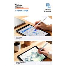 P+7 通用 3 合 1 電容觸控筆 觸控螢幕筆,適用於 iPad 平板電腦、手機、Android 和 iOS 系統平板電腦與手機、學習機,適合筆記、繪圖、影片編輯和照片修圖,高精度超靈敏,附 3 個筆尖(2 個觸控筆尖和 1 個尖頭筆尖),金屬筆身 - 白色 - 查看 9