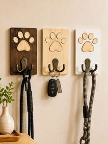 Personalized Dog Leash Holder Wall Mount, Paw Print Wooden Key Hook Organizer, Custom Pet Name Hanging Rack For Entryway Home Decor,Dog Mom Gift - Multicolor - View 6