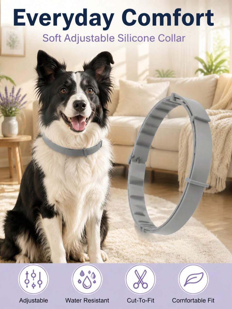 4PCS Adjustable Silicone Dog Comfort Collars, Soft Water-Resistant Cut-To-Fit Pet Collars For Small Medium Large Dogs, Daily Wear, Home, Travel & Outdoor Use - Grey - View 1