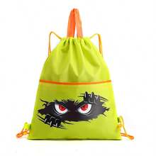 1pc Polyester Monster Eye & Claw Print Drawstring Backpack, Casual Sport Gym Bag ,Black Casual Sports Backpack With Yellow Drawstring,Lightweight Backpack For Gym & Travel - Multicolor - View 16