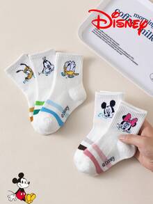 10/5/1 Pair Disney Kids Socks White Mickey Mouse Colorful Striped Mid-Calf Thickened Winter Socks - White - View 13