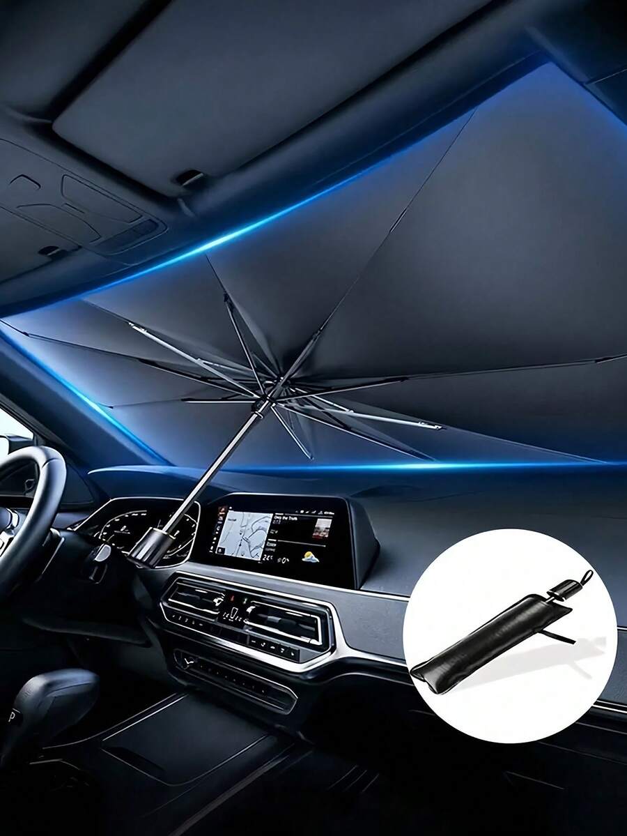 Pelindung Matahari Mobil dengan Tas Penyimpanan, Pelindung Matahari Mobil yang Dapat Ditarik, Perlindungan UV, Pelindung Matahari Kaca Depan yang Dapat Dilipat, Cocok untuk Sebagian Besar Kendaraan, Efektif Mengurangi Suhu Mobil, Aksesoris Penting Mobil