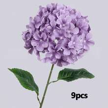 9pcs Artificial Hydrangea Bouquet - Realistic Silk Hydrangea Flowers For DIY Wedding Bouquet, Bridal Shower Decor, Home Office Decor, Halloween, Living Room, Kitchen, Garden, Hotel, Wedding Decor, Birthday And Valentine's Day Gift Ideas, Room Decor, Home Decor, Outdoor Decor, Bedroom Decor, Wedding Decor, Garden Decor, Outdoor Porch Decor, Summer Decor, Graduation Season Decor - Light Purple - View 7