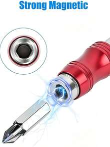 360° Rotating Multi-Angle Magnetic Extension Rod, 20° Offset Screwdriver Bit Adapter, 1/4" Hex Shank Universal Drill Extension, Suitable For Cabinet Hinges, Woodworking, Furniture Assembly And Car Repair - A - View 5