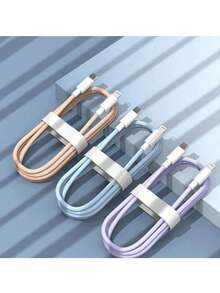 OIITH MFi认证编织数据线，1米/1.5米/2米可选，最大功率27W，USB Type-C转Lightning PD快充，兼容 11/12/13/14 Pro Max/XR/Xs/X/SE/8/7/6 Plus/iPod，MFi认证 - 彩色 - 查看 11