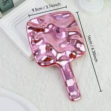 1pc Premium Metallic Glossy Wavy Handheld Makeup Mirror, Handheld Touch-Up Mirror, High Definition Makeup Mirror, Beauty Mirror, Portable Mirror - Multicolor - View 5
