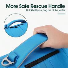 Dog Life Jacket, High Buoyancy Dog Swimming And Boating Life Vest, Adjustable Size (Small, Medium, Large), Equipped With Rescue Handle And Storage Pocket, Reflective Safety Pet Life Jacket, Suitable For Swimming Pool - Blue - View 4