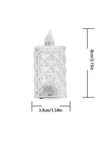 12/6/1pc Battery Operated Diamond Pattern Flameless LED Tealight Candles, Warm Light Electronic Candle For Decor,Transparent Shell Flickering LED Candles,Electronic Fake Candles For Wedding Party Table Home Decoration,Crystal LED Tea Lights - Multicolor - View 6