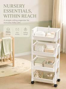 Multi-Layer Rolling Baby Storage Cart, Mobile Floor-Standing Baby Organizer Rack, Diaper And Bottle Storage Shelf, Suitable For Bedroom, Living Room And Nursery, Practical Essential For Newborns - Multicolor - View 1