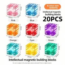 Bloques Magnéticos Transparentes de 2.5CM Cubo Sensorial STEM, Adecuado para Niños, Mis Bloques de Rompecabezas Magnéticos, Halloween... Juego de Bloques Magnéticos - Cubo Sensorial STEM 3D Mis Bloques de Rompecabezas Magnéticos Estilo de Color Aleatorio - Multicolor - Ver 6