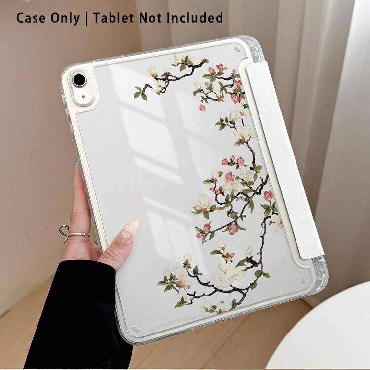 Apricot Blossom Pattern Painted Effect Tablet Protective Case With Stand, Compatible With Honor 8/9/10/X8/X8A/X9/X8Pro/X9Pro, MatePad SE 11"/MatePad 11"/11.5", MatePad Pro, Apple 10th/11th Gen 2025 (A16), Galaxy Tab A7/A9 And Other Popular Models - Style 45 - View 4