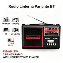 Radio retro multifuncional con luz LED, Bluetooth, 3 bandas y MP3 - Ver 7