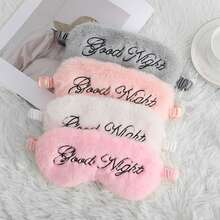 1/3pcs Good Night Plush Eye Mask With Embroidered Letters, Sleep Eye Mask For Home, Travel, Airplane, Light Blocking - A - View 12