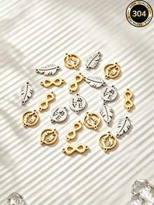 10 Pcs Multi‑Style Hollow Out Double Hole Connectors, 18K Gold Plated 304 Stainless Steel, DIY Accessories For Necklace And Bracelet Making - Double Hanging Connector - View 7