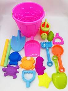 13pcs Kids Beach Toy Set, Sand Pit Toys With Bucket, Shovel, Rake, Sifter, Sand Castle Building Set, Outdoor Sand And Water Toys For Boys And Girls Birthday Gift (Random Color) - Multicolor - View 13