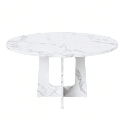 Modular Round Dining Table, 120 Cm Diameter And 76 Cm Height, Made Of MDF With Walnut Veneer, Comfortable Seating For 4 – Suitable For Dining Room, Kitchen, And Living Room - 白色 - 查看 1