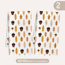 MEMNUN 2 Pcs Autumn Oak Leaf & Acorn Print Kitchen Towels, Dish Cloths, Microfiber Polyester Material, Minimalist Harvest Decor Hand Towels, Thanksgiving Home Decor, Kitchen Decor, Fall Decor, Suitable For Restaurant, Kitchen, Home Decoration And Gift, 40*60cm/45*70cm - Multicolor - View 13
