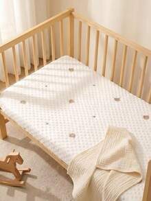 1pc Soft & Comfortable Bear Plush Crib Fitted Sheet, Suitable For All Seasons - Multicolor - View 5