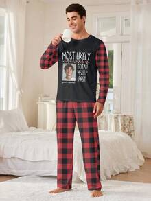 Printstory Custom Men's Long-Sleeve Pajama Set, You Can Print Any Designs Or Text, Personalized Gift, Perfect For Family, Friends, And Holiday Parties - Multicolor - View 3