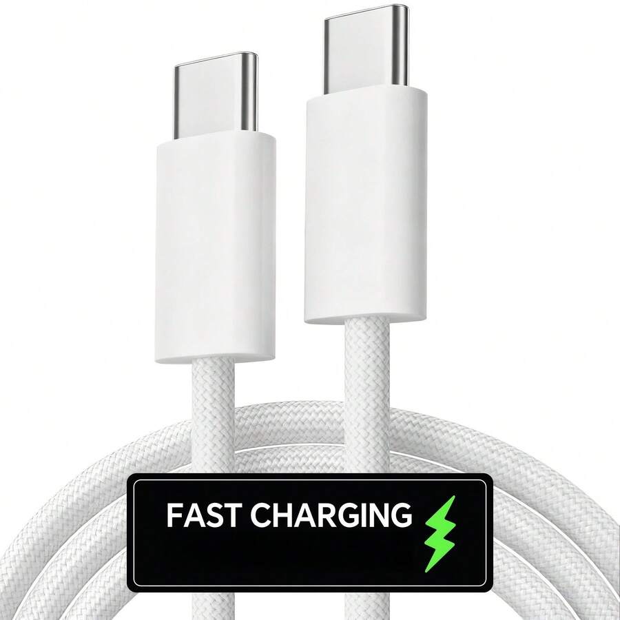 Kabel Pengisian Cepat Tipe C ke Tipe C dengan Lampu Layar Pintar, Pengisian Daya Super Cepat dan Transfer Data Kecepatan Tinggi, untuk iPhone 17/16/15, untuk MacBook, untuk Xiaomi dan Perangkat Lainnya. - Putih - View 1