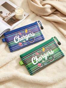 Colorful Striped Mesh Digital Bag, Charger Pattern, Charger Storage Bag, Data Cable Organizer Bag, Mesh Zipper Bag, Lightweight Cable Storage Bag, Multi-Functional Storage Bag, Store Data Cables, Chargers, Earphones, Travel Supplies, Keep Your Cables Organized, Compact And Portable, Suitable For School, Office, Travel, Perfect Birthday Gift, Party Gift, Back To School Gift - Multicolor - View 2