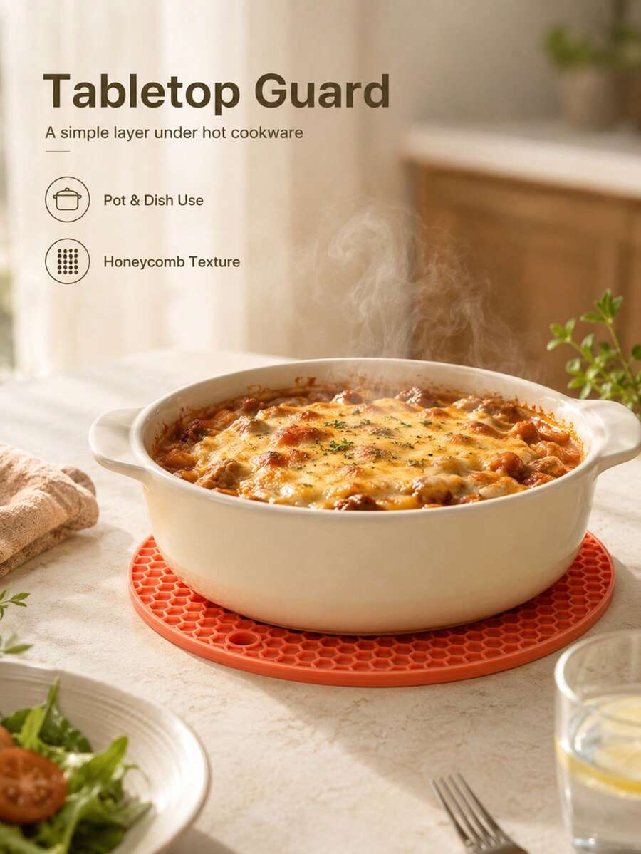 Silicone Heat Resistant Placemat | Kitchen Heat Insulation Pad, Silicone Pot Mat Suitable For Kitchen Countertops, Dining Tables, Hot Pots And Cookware, Easy To Clean And Dry, Multi-Purpose Heat Insulation Pad/Pot Mat, Suitable For Hot Dishes, Outdoor Picnics And Barbecues