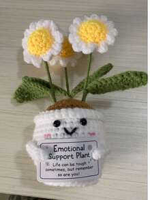 1pc White Potted Plant With 3 Flowers, Symbolic Of Heartfelt Encouragement, Small Gift For Girlfriend And Friends, Warm And Healing Desktop Decor - Multicolor - View 6