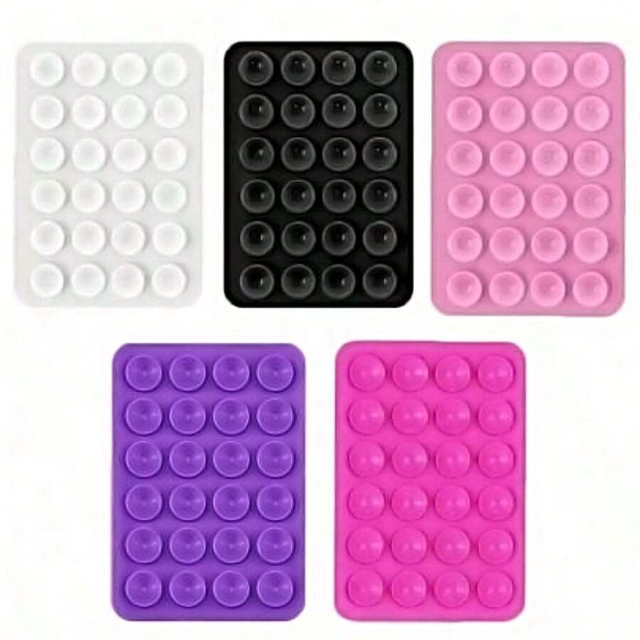 5PCS Silicone Suction Cup Phone Holder, Waterproof Adhesive Mount Compatible With Most Phones, Universal Phone Stand For Selfie And Video, With Strong Adhesive Installation Accessories - Multicolor - View 1