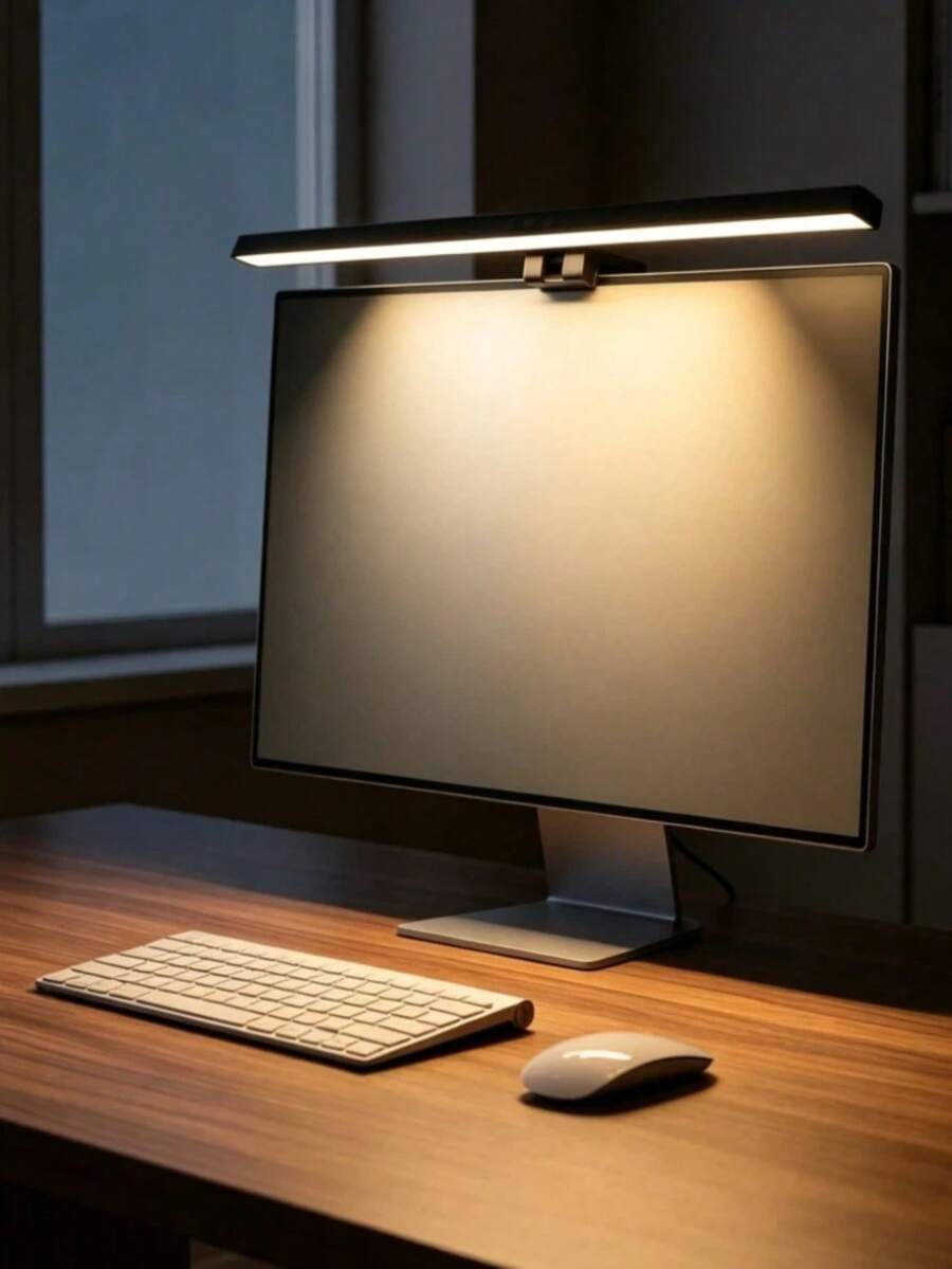 1PC Clip-On Monitor Screen Hanging Lamp, LED Eye Protection Computer Light With 60min Timer, Stepless Dimming, Fast Reading Mode & 3 Color Temps, USB Powered Desk Light For Home Office, Study, Night Work, Aesthetic Computer Accessory For Eye Care