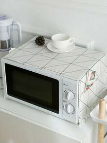 Haus Hana Geometric Pattern Print Microwave Oven Cover,Bag,Organizer,Storage - White - View 1