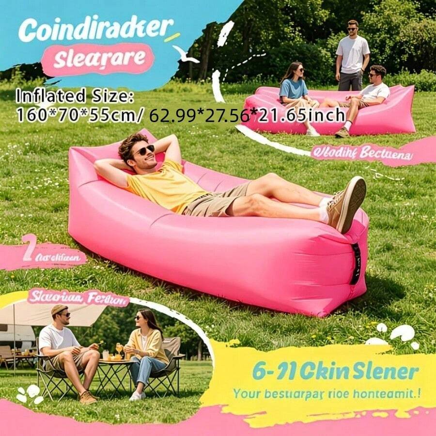 2pcs Outdoor Inflatable Sofa/Outdoor Air Mattress, Multiple Colors Available, Portable Outdoor Inflatable Folding Mattress/Inflatable Sofa - Random Color - Multicolor - View 1