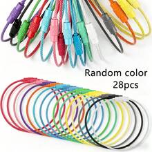 28/48PCS Random Color Colorful Stainless Steel Wire Keychain Cable Loop Screw Lock Rope Key Holder Keyring Key Chain Rings Outdoor Tools - Black - View 9