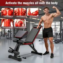 770lbs Capacity 7-Level Adjustable Foldable Weight Bench, Incline Decline Dumbbell Bench With Leg Extension, Heavy Duty Strength Training For Home Gym - Black With Red Trim - View 8