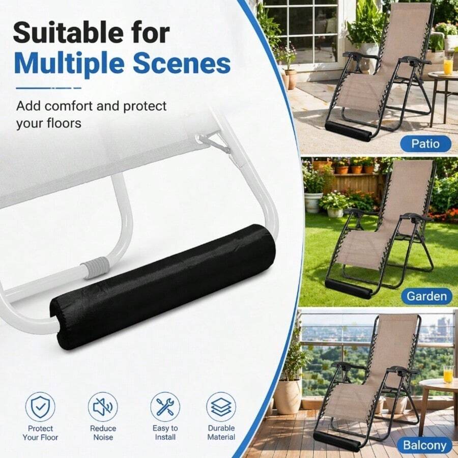 Zero Gravity Chair Footrest Pad, Soft Recliner Footrest Pad With Hook And Loop Strap, Oxford Cloth EPE Foam Foot Support, Suitable For Outdoor Leisure Chair, Patio Lounge Chair, Camping Chair, 40/50cm, Pad Only - Multicolor - View 1
