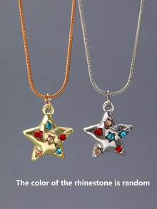 1 st/2 st halsband med stjärn- och pentagramhänge med strass i slumpmässig färg, ny elegant Y2K-stil, vintage och mångsidigt, lämpligt för män och kvinnor för dagligt bruk - Stjärna - Visa 18
