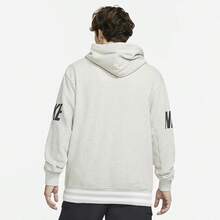 Nike Men's Drawstring Hooded Pullover Sweatshirt With Large Logo Print, Comfortable Minimalist Loose Fit, Grey - Grey - View 2