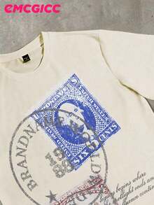 EMCGICC Manfinity Street Life Men's Y2k Retro Graphic Funny Printing,Hip Hop Summer Tops Round Neck Short Sleeve Casual T-Shirt, Summer Street Sports Life - 杏色 - 查看 2