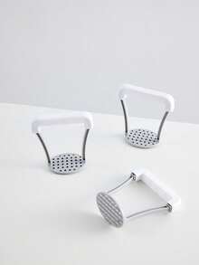 1pc Potato Masher, Manual Potato Squeezer With Wavy Pattern, Kitchen Gadget For Mashing Potatoes,Vegetable Fruit Tools,Kitchen Items,Cutter,Food,Salad,Decor,Storage,Party,Birthday. - White - View 4