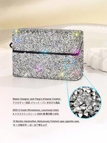 BLBLBL 1 pieza Estuche de lujo multicolor brillante para pod de cigarrillo electrónico, soporte portátil con llavero para TEREA, adecuado para uso diario, organizado ordenadamente con cobertura de 720° de strass, talla grande brillante bajo la luz - Multicolor - Ver 5