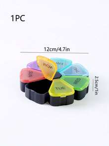 1pc Weekly 7-Compartment Petal Pill Box Sub-Packaging Box, 7-Day Flower-Shaped Sub-Compartment Capsule Pill Box Portable Carry-On - Multicolor - View 8