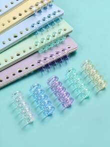15pcs Loose Leaf Binder Rings, Random Color 5-Hole Plastic Binding Strips, Loose Leaf Rings, Plastic Roll, Detachable Loose Leaf Core, Easy-Open Page Fasteners, Suitable For Organizing Loose Leaf Paper And Office Supplies Loose Leaf Notebook - A - View 1