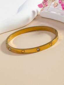 1pc Non-Fading Bracelet, Bridal Bracelet, Valentine's Day Gift Bracelet, Perfect Jewelry Choice For Daily Wear - Gold - View 6