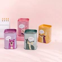 1pc Random Color Animal Shaped Coin Bank, Santa Claus Coin Bank, Multi-Functional Square Metal Savings Box, Large Capacity Decorative Colorful Coin Storage Jar, Can Be Used As Pen Holder, Home Cash Storage Box And Gift - Multicolor - View 6