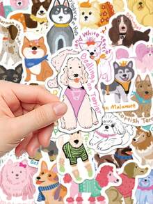 100pcs Cute Cartoon Dog Doodle Stickers Laptop Handbook Cell Phone Case Decorative Stickers - Multicolor - View 7