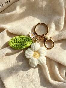 1pc Women's Floral Knitted Keychain, Fashionable Cute Versatile Pure Key Ring, Suitable For Commuting, Work, Travel, Party, Car Key, House Key, Prevent Loss, Wear And Use, Valentine's Day Gift For Girlfriend, Women's Gift - Multicolor - View 4