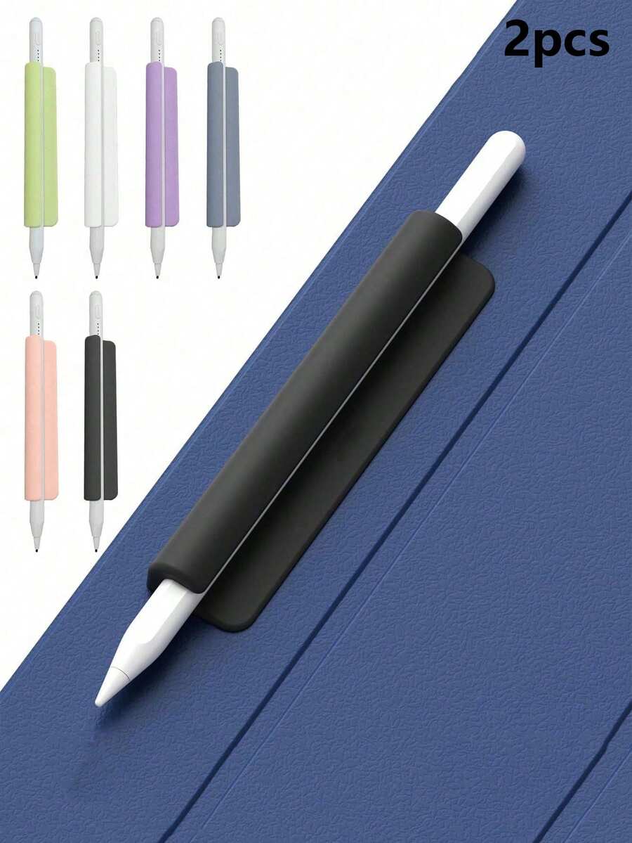 2 buah Tempat Penyimpanan Silikon untuk Pena, Klip Sarung Pena, Kompatibel dengan Apple Pencil, Sarung Pena Silikon dengan Perekat, Desain Saku untuk Penyimpanan Aman Stylus, Casing Pelindung Pena Portabel Tahan Guncangan dan Jatuh - MultiWarna - View 1