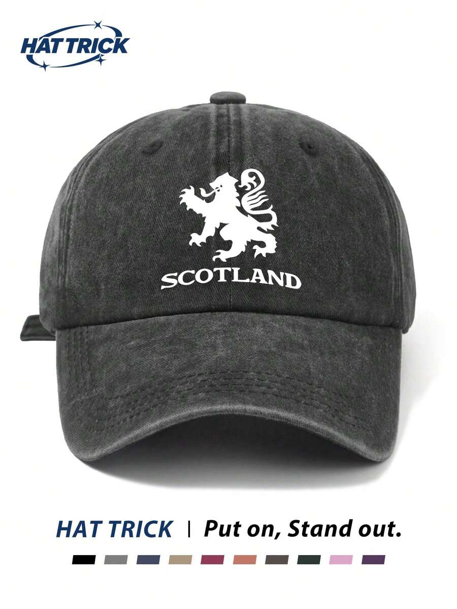 1pc Unisex SCOTLAND Print Soft Top Baseball Cap, Vintage Washed Breathable Sun Hat, Suitable For Outdoor Sports, Hiking, Camping, Daily Wear, Hip Hop Hat, Trucker Hat, Adjustable Brim, Gift, Holiday Gift - C - View 1