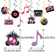 9pcs Disco Party Decorations, Music Note Record Disco Birthday Party Decor, Vintage Disco Theme Birthday Decorations - Disco Party Decorations - View 4